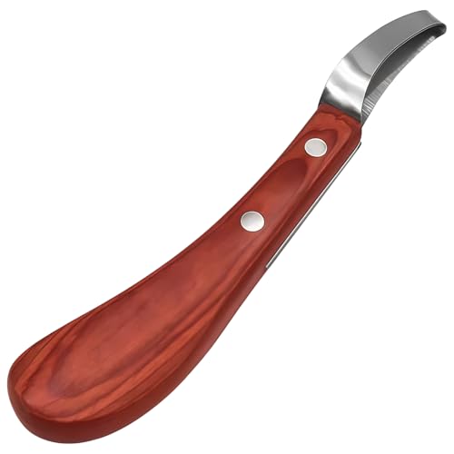 Kronabelle Hufschneidemesser Hufmesser Hufmesser Ergonomischer Holzgriff Scharfe Gebogene Klinge Edelstahl Hufschneider Langanhaltend, Geeignet für Ziegen, Pferde, Schafe von Kronabelle
