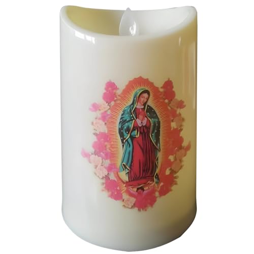 Kronabelle Jesus-Kerze, Guadalupe Jungfrau Maria Design auf religiöser Gebetskerze, warmgelbes Licht, flammenlose LED-Kerze, Jesus-Kerzen für Kirche und Heimdekoration Kronabelle Jesus-Kerze, Guadalupe Jungfrau Maria Design auf religiöser Gebetskerze, warmgelbes Licht, flammenlose LED-Kerze, Jesus-Kerzen für Kirche und Heimdekoration von Kronabelle