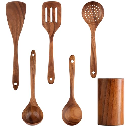 Kronabelle Kochutensilien aus Teakholz, Küchenutensilien, 6-teiliges Set, langer Griff, ideal antihaftbeschichtet für die Küche Kronabelle Kochutensilien aus Teakholz, Küchenutensilien, 6-teiliges Set, langer Griff, ideal antihaftbeschichtet für die Küche von Kronabelle