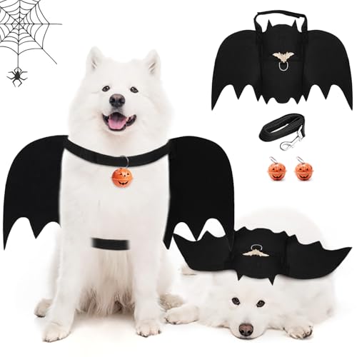 Kronabelle Lustiges Halloween-Hundekostüm mit Fledermausflügeln, Kürbisglocke u von Kronabelle