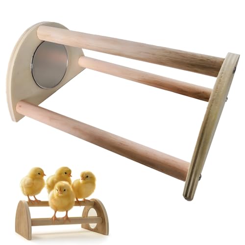 Kronabelle Papagei Hühnerständer aus Holz mit Spiegel, 2-stöckiges Design für Küken, kompakt, einfache Installation, Bewegung und Unterhaltung Kronabelle Papagei Hühnerständer aus Holz mit Spiegel, 2-stöckiges Design für Küken, kompakt, einfache Installation, Bewegung und Unterhaltung von Kronabelle