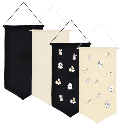 Kronabelle Wandmontierte Leinwandflaggen, 4er-Set, leere Display-Banner, zweifarbige Hängeschilder für den Innen- und Außenbereich, Veranstaltungs- oder Kühlschrank-Dekoration von Kronabelle