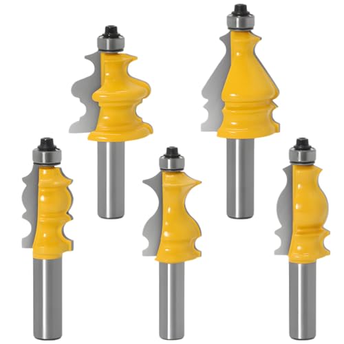 Shaper Cutters, 5 Stück erhöhte Paneele, Schranktür-Fräser-Set, 1,27 cm Schaft, geeignet für Holzbearbeitungsprojekte und Formteile, CNC- und tragbare Fräsen von Kronabelle