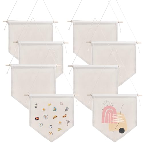 Wand Dekorative DIY Wandbehang Flaggen, 8 Stück Leinwand Leere Banner Abzeichen Sammlung für Emaille Anstecknadel Wand Display Banner von Kronabelle