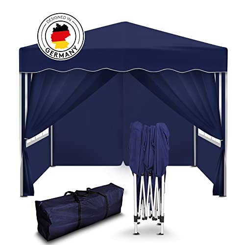 Kronenburg Faltpavillon wasserdicht Dachmaß 3 x 3 m UV Schutz 50+ Pavillon in Blau mit 4 Seitenteilen von Kronenburg