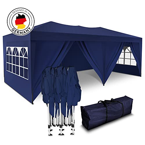 Kronenburg Faltpavillon wasserdicht Pavillon mit 6 Seitenteilen, Gartenzelt, 3x6 m - mit UV Schutz 50+, Blau von Kronenburg