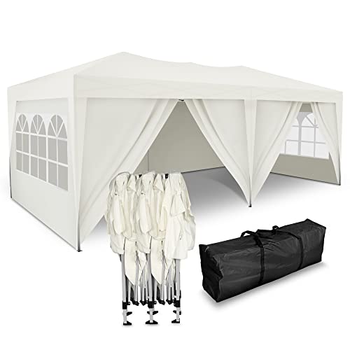 Kronenburg Faltpavillon wasserdicht Pavillon mit 6 Seitenteilen, Gartenzelt, 3x6 m - mit UV Schutz 50+, Champagner von Kronenburg