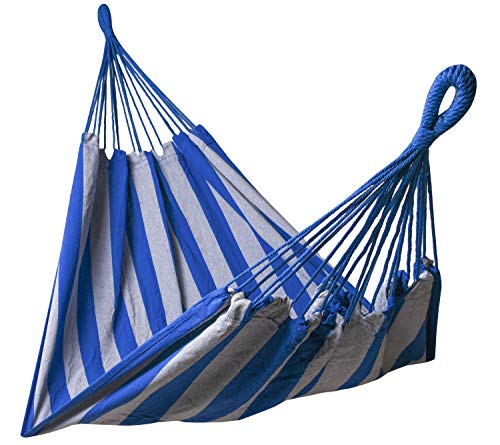 Kronenburg Mehrpersonenhängematte 210 x 150 cm, Belastbarkeit bis 300 kg – Indoor & Outdoor Hängematte Blau/Grau - Farb- und Modellwahl von Kronenburg