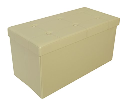 Kronenburg Ottomane 76 x 38 x 38 cm - Sitzbank Sitzwürfel Faltbar Aufbewahrungsbox bis 300 kg belastbar - Beige - Farbwahl von Kronenburg