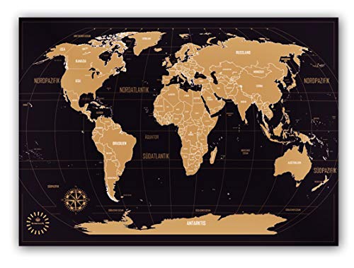 Weltkarte zum Rubbeln - Kronewerk - Deutsch - XXL 88x57cm, Kreatives Geschenk für Vielreisende, Scratch off World Map, Landkarte zum Freirubbeln von Kronewerk