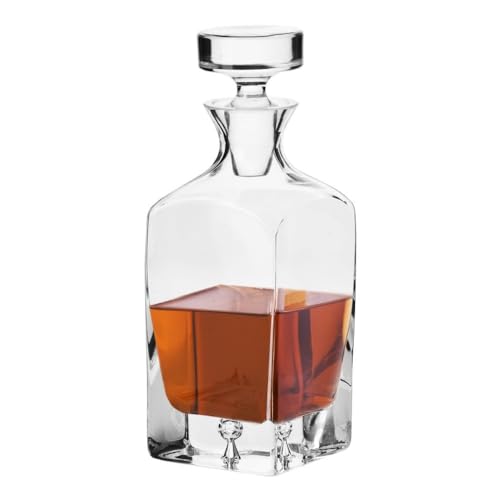 KROSNO Legend Whisky Karaffe mit Stopper | 750 ML Handgefertigt | Crystalline Glas | Bleifreies Glas | Kratzfest | Handwäsche | Perfekt für Zuhause und Restaurants | Geschenk von Krosno