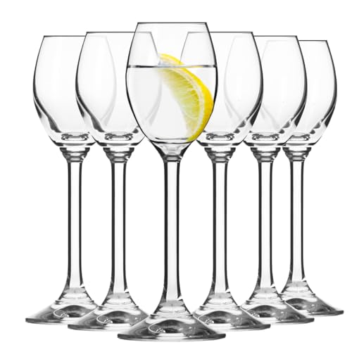 KROSNO | Schnapsglas, Likör, Schuss und Tinkturen | Set 6 x 50 ml | Kollektion Venezia | Klassisches Design | Langer Standfuß | Für Partys und Partys | Glas Crystalline | Spülmaschinenfest von Krosno
