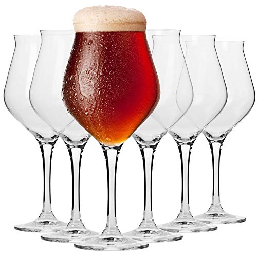 Krosno Bier-Tulpen Bier-Gläser | Probierglas | Set von 6 | 420 ML | Avant-Garde Kollektion | Perfekt für Zuhause und Partys | Spülmaschinenfest von Krosno