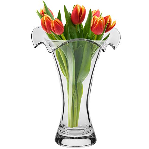 KROSNO Blumenvase Glas-Vase | 270 mm Hoch | Wave Kollektion | Perfekt für Zuhause, Restaurants und Partys | zur manuellen Reinigung Transparent von Krosno