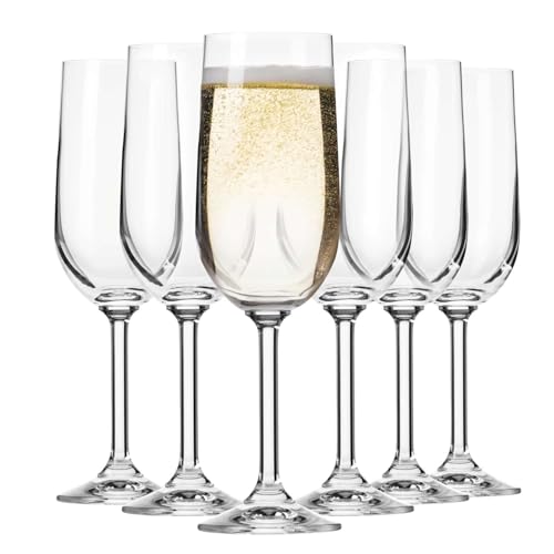 Krosno Champagner- und Sektgläser GEMA | Klassisches Design | Set mit 6 Stück | 210 ML | Glas mit breitem Kelch | Transparentes Glas | Für Zuhause, Restaurant und Partys | Spülmaschinengeeignet von Krosno