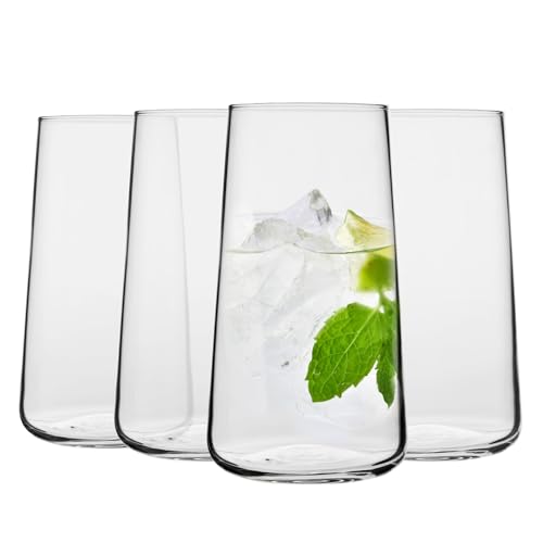 Krosno Gläser für Wasser, Getränke und Säfte | Elegantes Design | Bleifreies | 4er-Set | Fassungsvermögen 600 ml | Infinity Kollektion | Ideal für Zuhause, Restaurants, Partys | Spülmaschinenfest von Krosno