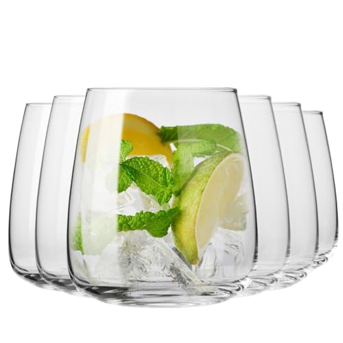 Krosno Gläser für Wasser, Säfte und andere Getränke | Elegantes Design | 6er-Set | Fassungsvermögen 470 ml | Moderne Kollektion | Ideal für Zuhause, im Restaurant und auf Partys | Spülmaschinenfest von Krosno