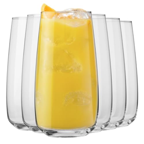 Krosno Highball-Gläser 6er Set – 620 ml Nutzvolumen (700 ml Gesamt), Kristallglas für Wasser, Saft, Cocktails & mehr. Spülmaschinenfest, bleifrei, modern & langlebig. von Krosno