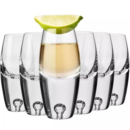 Krosno Legend Tequilagläser | Set von 6 | 6 x 80 ML | Tequila Glas | Handgefertigt | Hoher Boden | Crystalline Glas | Bleifreies Glas | Kratzfest | Perfekt für Zuhause und Restaurants | Geschenk von Krosno