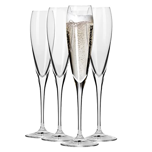 Krosno - Perla Champagnergläser 4 x 170 ml | Sektgläser | Champagner Gläser | Prosecco Gläser | Hochzeitsgeschenk | Spülmaschinenfest | Kristallines Glas | Bleifreies Glas | Kratzfest | Geschenkidee von Krosno