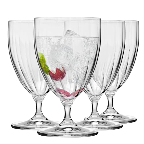 Krosno Prima Lumi Wassergläser auf kurzem Stiel | Set von 4 | 4 x 440 ml | Crystalline Glas | Perfekt für zu Hause, Restaurants und Partys | Bleifreies Glas | Kratzfest | Spülmaschinenfest von Krosno