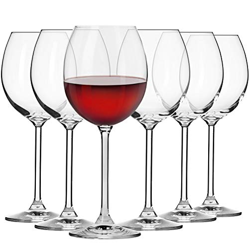 Krosno Rot-Weingläser | Set von 6 | 350 ML | Venezia Kollektion | Perfekt für Zuhause, Restaurants und Partys | Spülmaschinenfest von Krosno