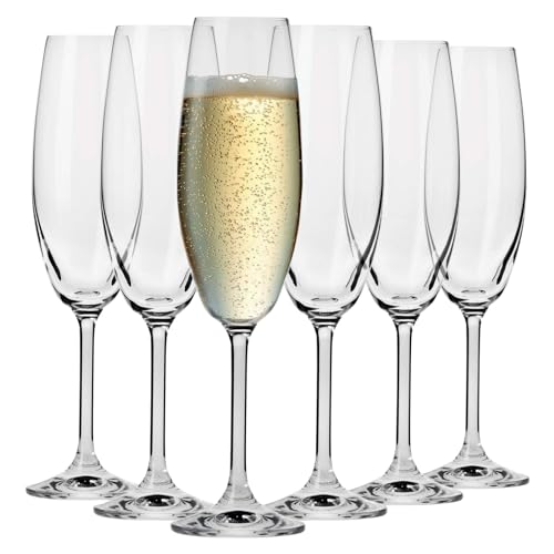 Krosno Sektgläser Champagner-Gläser Sektflöten | Set von 6 | 200 ML | Venezia Kollektion | Perfekt für Zuhause, Restaurants und Partys | Spülmaschinenfest von Krosno