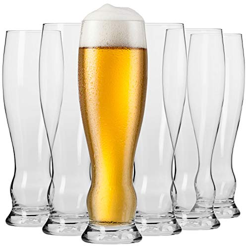 Krosno Weizengläser Biergläser 0,5 liter | Set von 6 | 500 ML | Splendour Kollektion | Perfekt für Zuhause und Partys | Spülmaschinenfest von Krosno