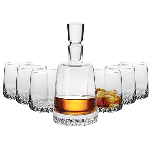 KROSNO Whisky Set | 1 x 950 ml Karaffe & 6 x 300 ml Glas | Fjord Kollektion | Perfekt für Zuhause, Restaurants und Partys | Das perfekte Geschenk für einen Whiskykenner Transparent von Krosno