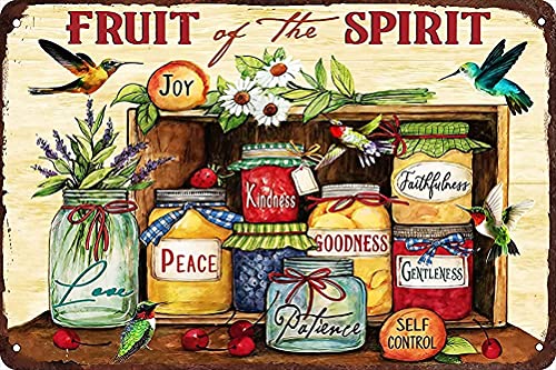 Krouterebs Blechschild Fruit of the Spirit Peace Kindness Metall Blechschild Rustikale Wanddekoration geeignet für Zuhause und Küche Bar Man Cave Cafe Garage Wanddekoration Retro Vintage 20,3 x 15,2 von Krouterebs