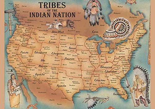 Krouterebs Blechschild mit Aufschrift "This is A Map of American Native Tribe Nations", Metall-Blechschild, rustikale Wanddekoration, geeignet für Zuhause und Küche, Bar, Männerhöhle, Café, Garage, von Krouterebs