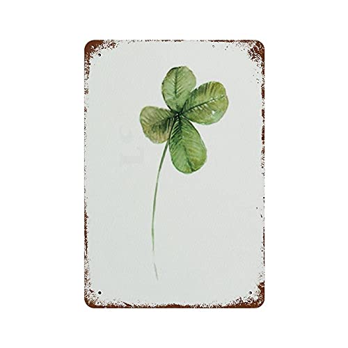 Krouterebs Neues Blechschild vierblättriges Kleeblatt Kunst Dekor Glücksbringer Dekor Grün Natur Wildtiere Aquarell Aluminium Wiese Blume Moderne Blumengarten Wohnkultur 20,3 x 15,2 cm von Krouterebs