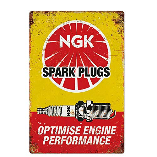 Krouterebs New Tin Sign Ngk Spark Plugs Decor Metal Tin Sign Rustic Wall Decor Suitable for Home and Kitchen Bar Man Cave Cafe Garage Wall Decor Retro Vintage 12x8 Inch von Krouterebs