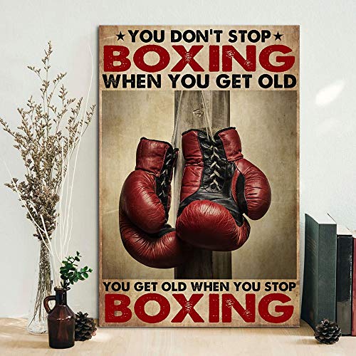 Metallschild mit Aufschrift "Boxing You Get Old Boxing Boxing", ideal für Zuhause und Küche, Bar, Männerhöhle, Café, Garage, Wanddekoration, 30,5 x 20,3 cm von Krouterebs