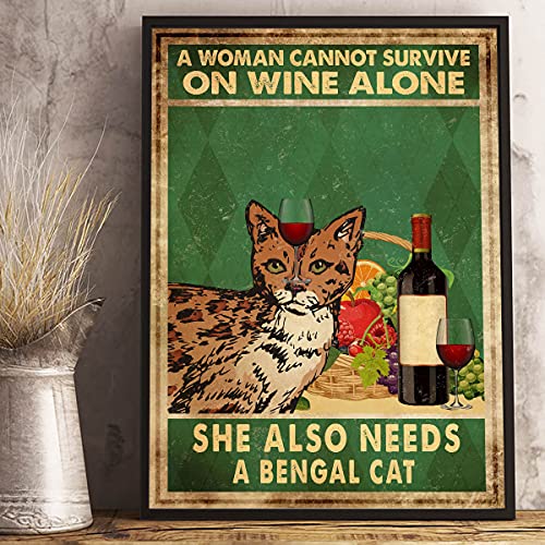 New Cat Lover Poster Home Decor Wallart She Needs A Bengal Cat Gift Wall Art Poster Cute Sign Metal Tin Sign Rustic Suitable for Home and Kitchen Bar Man Cave Cafe Garage Wall Decor 30,5 x 20,3 cm von Krouterebs