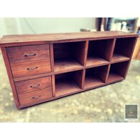 Großer Plattenspieler Ständer, Platten Aufbewahrung, Dj K73 Mahagoni Oberfläche von KrudFurniture