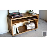 Plattenspieler Ständer | Schallplattenaufbewahrung Gerüstmöbel Rustikaler Fernsehtisch Tv-Schrank Krud-37 V2 von KrudFurniture