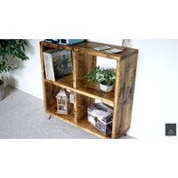 Plattenspieler Ständer | Schallplattenaufbewahrung Gerüstmöbel Rustikaler Fernsehtisch Tv-Schrank Krud-45 V2 von KrudFurniture