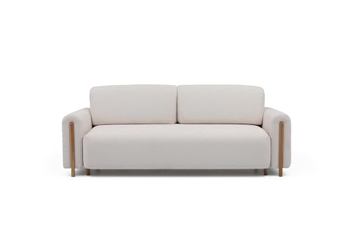 Krudox ARCA 3 Sitzer Ausziehbar Sofa 244x97x97 cm - Schlafsofa mit Bettkasten - Couch mit Stauraum und Holzfüße in Eiche - Sofa mit Schlaffunktion 146x200 cm - Stoff Jaffray 18 von Krudox