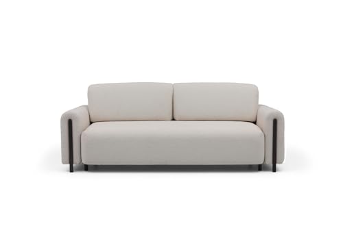Krudox ARCA 3 Sitzer Ausziehbar Sofa 244x97x97 cm - Schlafsofa mit Bettkasten - Couch mit Stauraum und Holzfüße in Schwarz - Sofa mit Schlaffunktion 146x200 cm - Stoff Jaffray 03 von Krudox