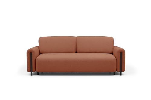Krudox ARCA 3 Sitzer Ausziehbar Sofa 244x97x97 cm - Schlafsofa mit Bettkasten - Couch mit Stauraum und Holzfüße in Schwarz - Sofa mit Schlaffunktion 146x200 cm - Stoff Jaffray 30 von Krudox
