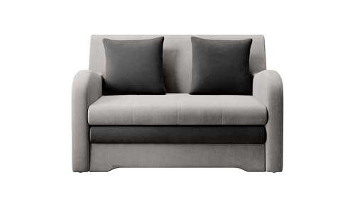 Krudox ARO 2 Sitzer Ausziehbar Sofa 130x85x103 cm - Schlafsofa mit Bettkasten - Couch mit Stauraum und Kissen - Sofa mit Schlaffunktion - Ausklappbar Schlafsofa - Stoff Nube 03/06 von Krudox