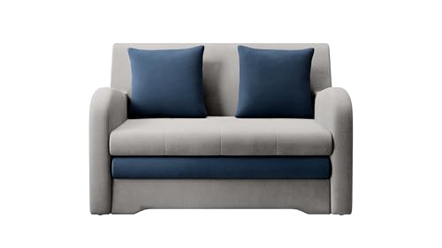 Krudox ARO 2 Sitzer Ausziehbar Sofa 130x85x103 cm - Schlafsofa mit Bettkasten - Couch mit Stauraum und Kissen - Sofa mit Schlaffunktion - Ausklappbar Schlafsofa - Stoff Nube 03/40 von Krudox