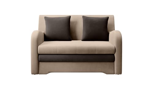 Krudox ARO 2 Sitzer Ausziehbar Sofa 130x85x103 cm - Schlafsofa mit Bettkasten - Couch mit Stauraum und Kissen - Sofa mit Schlaffunktion - Ausklappbar Schlafsofa - Stoff Nube 20/22 von Krudox