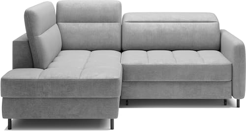 Krudox BAR Ecksofa 208x100x160 cm - Schlafsofa mit Bettkasten und Verstellbare Kopfstützen - Couch mit Metallfüße - Sofa mit Schlaffunktion 160x128 cm - Links - Stoff Nube 3 von Krudox
