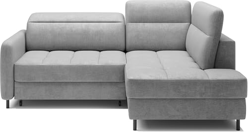 Krudox BAR Ecksofa 208x100x160 cm - Schlafsofa mit Bettkasten und Verstellbare Kopfstützen - Couch mit Metallfüße - Sofa mit Schlaffunktion 160x128 cm - Rechts - Stoff Nube 3 von Krudox