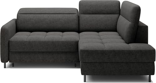 Krudox BAR Ecksofa 208x100x160 cm - Schlafsofa mit Bettkasten und Verstellbare Kopfstützen - Couch mit Metallfüße - Sofa mit Schlaffunktion 160x128 cm - Rechts - Stoff Raquel 05 von Krudox