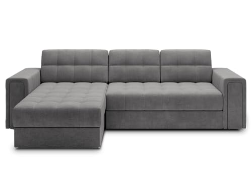 Krudox BLEN Ecksofa 260x82x150 cm - Schlafsofa mit Bettkasten - Couch mit Stauraum - Sofa mit Schlaffunktion 212x124 cm - Universelle Seitenauswahl - Stoff Monolith 85 von Krudox