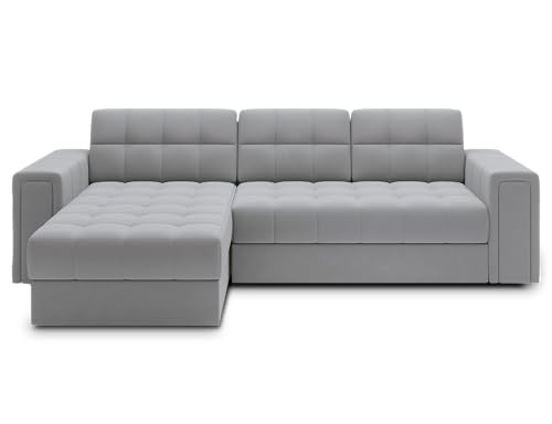 Krudox BLEN Ecksofa 260x82x150 cm - Schlafsofa mit Bettkasten - Couch mit Stauraum - Sofa mit Schlaffunktion 212x124 cm - Universelle Seitenauswahl - Stoff Sola 4/Sola 04 von Krudox