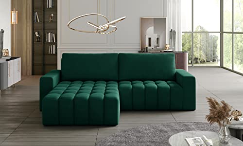 Krudox BONT Ecksofa 250x92x175 cm - Schlafsofa mit Bettkasten - Couch mit Stauraum - Sofa mit Schlaffunktion 200x130 cm - Links - Monolith 37 von Krudox